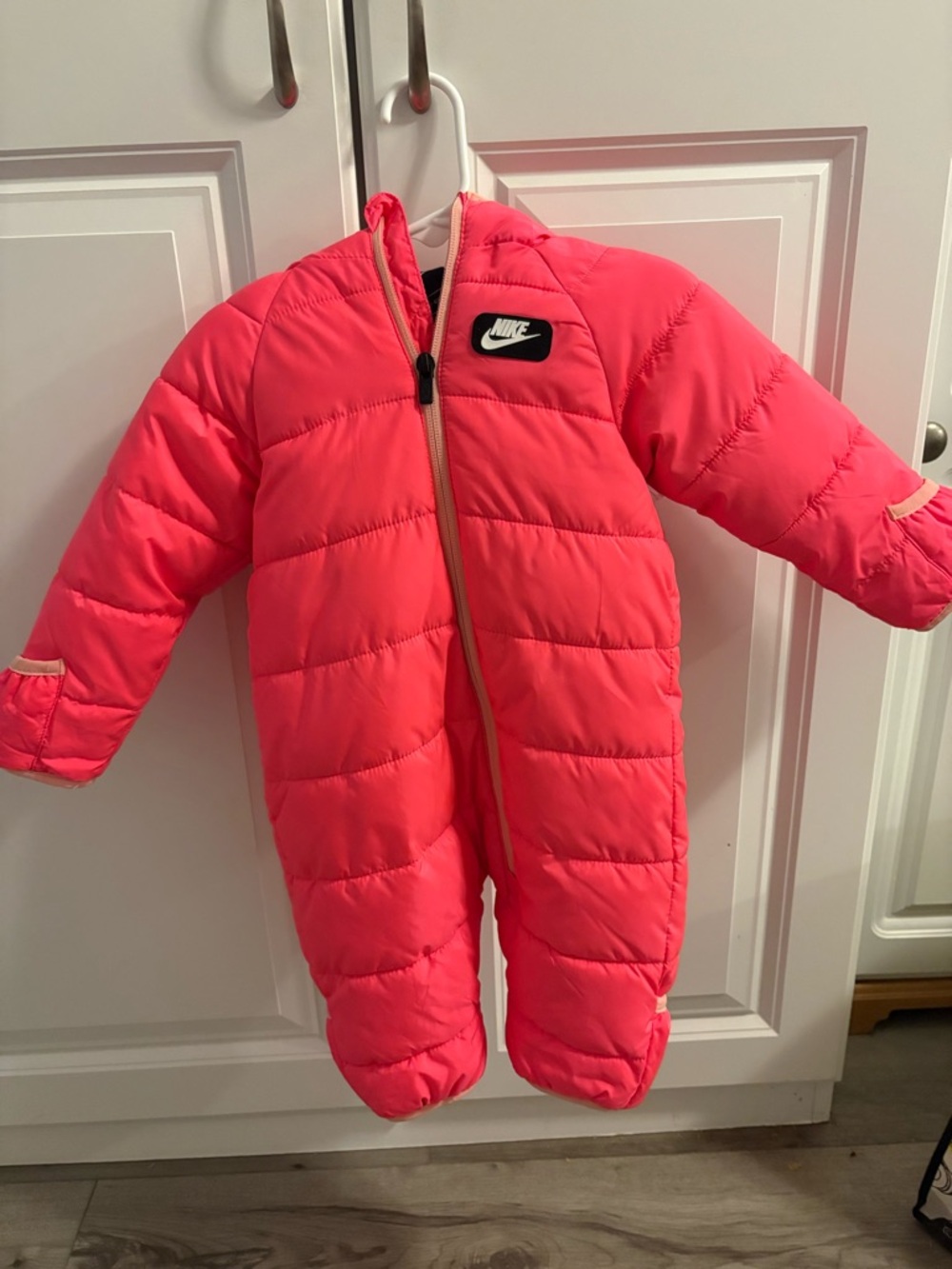 Nike Infant Coral Pink Puffer One-Piece Snow Bunting